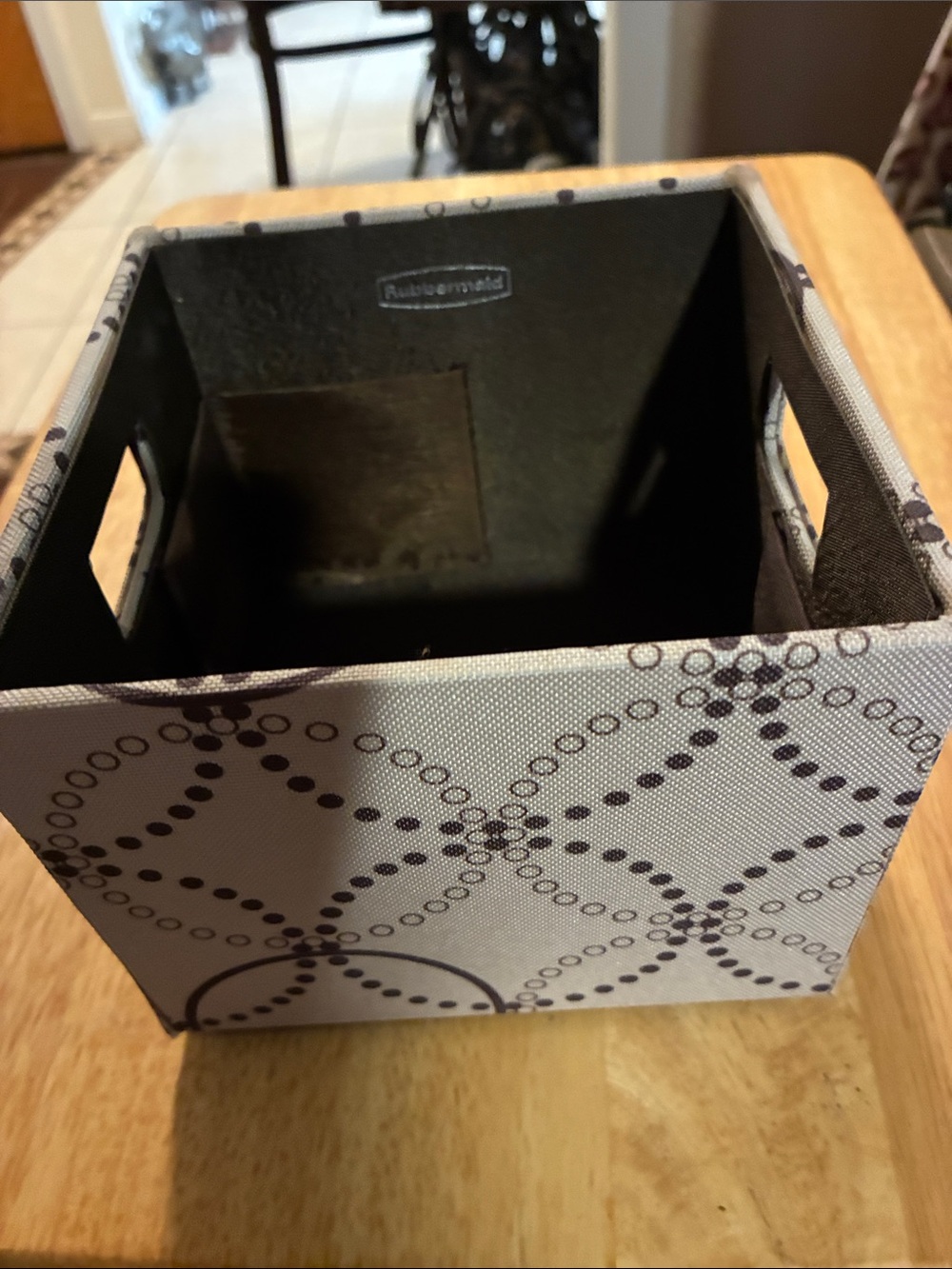 Rubbermaid Gray and Black Patterned Fabric Storage Bin with Handles-New